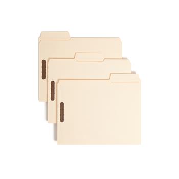 Smead SuperTab File Folders with Fastener, 1/3 Cut, 11 Point, Letter, Manila, 50/Box