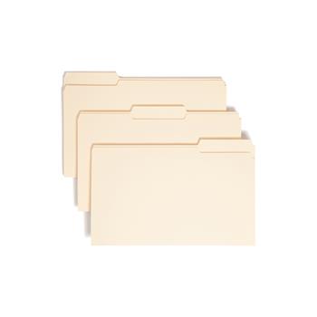 Smead 1/3 Cut Assorted Position File Folders, One-Ply Top Tab, Legal, Manila, 100/Box