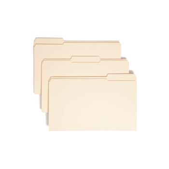 Smead File Folders, 1/3 Cut Assorted, Reinforced Top Tab, Legal, Manila, 100/Box