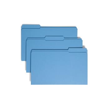 Smead File Folders, 1/3 Cut, Reinforced Top Tab, Legal, Blue, 100/Box