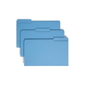 Smead File Folders, 1/3 Cut Top Tab, Legal, Blue, 100/Box