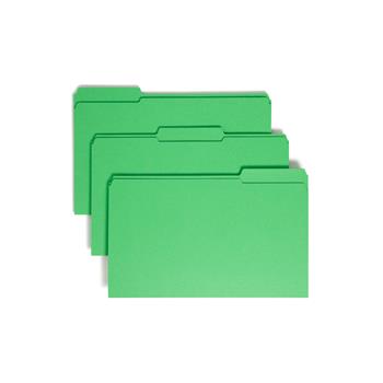 Smead File Folders, 1/3 Cut, Reinforced Top Tab, Legal, Green, 100/Box