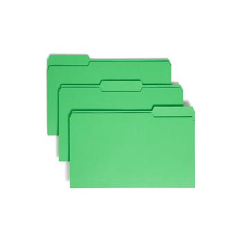 Smead File Folders, 1/3 Cut Top Tab, Legal, Green, 100/Box