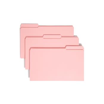 Smead File Folders, 1/3 Cut, Reinforced Top Tab, Legal, Pink,100/Box