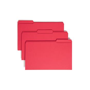 Smead File Folders, 1/3 Cut, Reinforced Top tab, Legal, Red, 100/Box