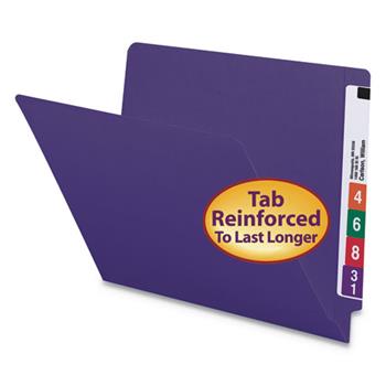 Smead Reinforced End Tab Folders, Straight Tab, Letter, Purple, 100/BX