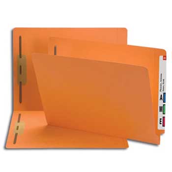 Smead Colored Fastener Folders, Shelf-Master Reinforced Tab, Two Fasteners, Letter, Orange