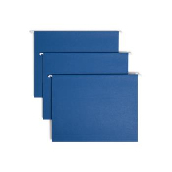 Smead Hanging File Folders, 1/5 Tab, 11 Point Stock, Letter, Navy, 25/Box