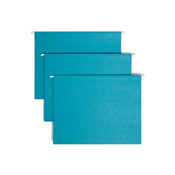 Smead Hanging File Folders, 1/5 Tab, 11 Point Stock, Letter, Teal, 25/Box