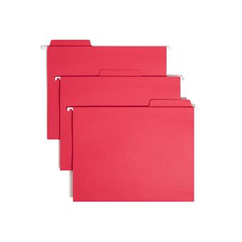 Smead FasTab Hanging File Folders, Letter, Red, 20/Box