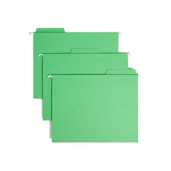 Smead FasTab Hanging File Folders, Letter, Green, 20/Box