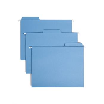 Smead FasTab Hanging File Folders, Letter, Blue, 20/Box
