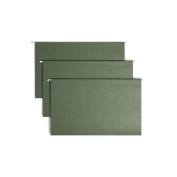 Smead Hanging File Folders, 1/5 Tab, 11 Point Stock, Legal, Green, 25/Box