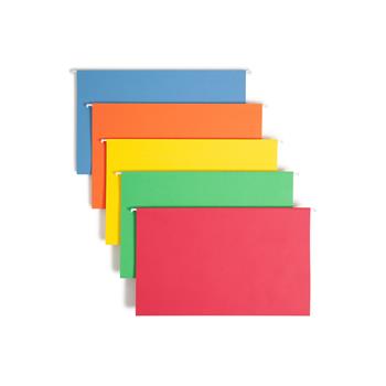 Smead Hanging File Folders, 1/5 Tab, 11 Point Stock, Legal, Assorted Colors, 25/Box