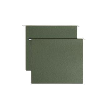 Smead 2&quot; Capacity Box Bottom Hanging File Folders, Letter, Green, 25/Box