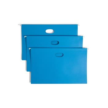 Smead Hanging File Pocket with Tab, 3&quot; Expansion, 1/5-Cut Adjustable Tab, Legal Size, Sky Blue, 25 per Box (64370)
