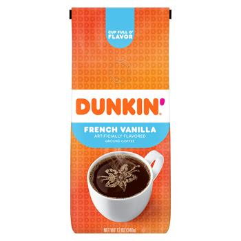 Dunkin&#39;&#174; Ground Coffee, French Vanilla, 12 oz. Bag, 6/CS