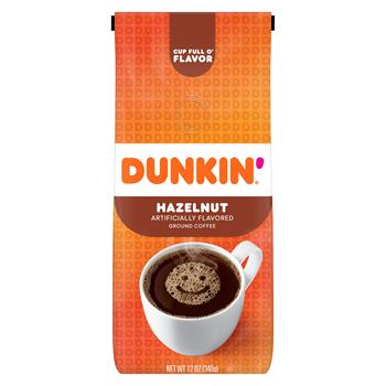 Dunkin&#39; Ground Coffee, Hazelnut, 12 oz. Bag, 6/CS