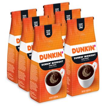 Dunkin&#39; Ground Coffee, Dunkin&#39; Dark&#174;, 11 oz. Bag, 6/CS