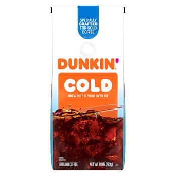 Dunkin&#39; Ground Coffee, For Cold Coffee, 10 oz, 6 Bags/Case