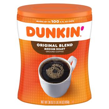 Dunkin&#39; Original Blend Ground Coffee, Medium Roast, 30.5 oz. Canister