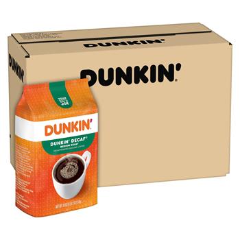 Dunkin&#39; Donuts Decaf Ground Coffee, Medium Roast, 18 oz, 6 Bags/Case