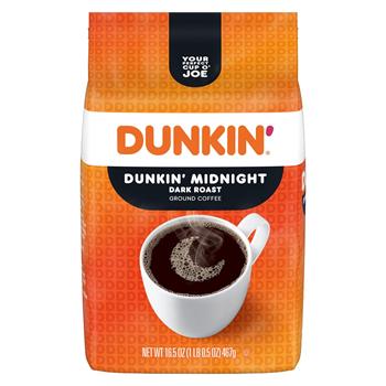 Dunkin&#39; Donuts Ground Coffee, Midnight Dark Roast, 16.5 oz