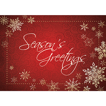 W.B. Mason Co. Custom Holiday Card, Season&#39;s Greetings Snowflakes