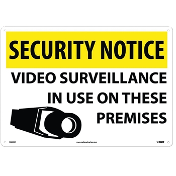 NMC Sign, Security Notice, Video Surveillance In Use On These Premises, 14&quot;X20&quot;, Rigid Plastic