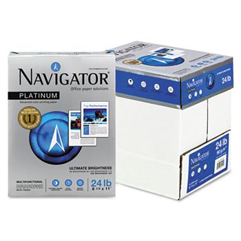 Navigator&#174; Platinum Paper, 99 Brightness, 24 lb, 8.5&quot; x 11&quot;, White, 500 Sheets/Ream, 5 Reams/Carton