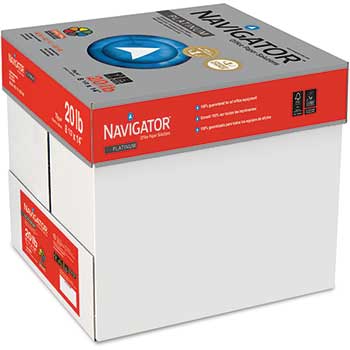 Navigator Platinum Paper, 99 Brightness, 20 lb, 8.5&quot; x 14&quot;, White, 500 Sheets/Ream, 10 Reams/Carton