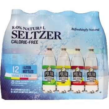 Polar Variety Pack Seltzer, 1 Liter Bottle, 12/CS