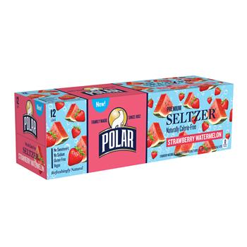 Polar Strawberry Watermelon, 12 oz Cans, 12/Pack