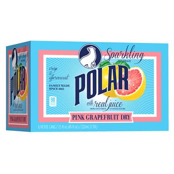 Polar Soft Drinks, Grapefruit Dry, 7.5 oz Can, 6/PK