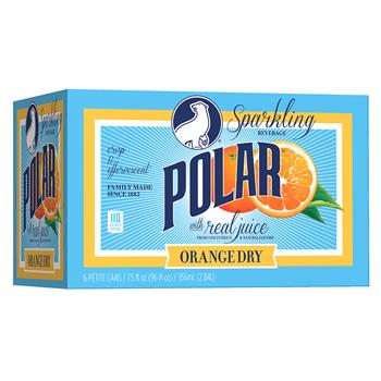 Polar Soft Drinks, Orange Dry, 7.5 oz Can, 6/PK