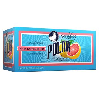 Polar Soft Drinks, Grapefruit Dry, 12 oz Can, 8/PK
