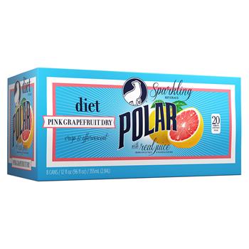Polar Soft Drinks, Diet Grapefruit Dry, 12 oz Can, 8/PK