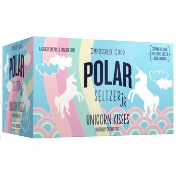 Polar Seltzer Jr, Unicorn Kisses, Fruit flavored, 7.5 fl oz, 6 Cans/Pack, 4 Packs/Case