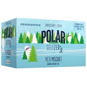 Polar Seltzer Jr, Yeti Mischief, Lemon-Lime Flavored, 7.5 fl oz, 6 Cans/Pack, 4 Packs/Case