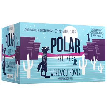 Polar Seltzer Jr, Werewolf Howls, Grape Flavored, 7.5 fl oz, 6 Cans/Pack, 4 Packs/Case