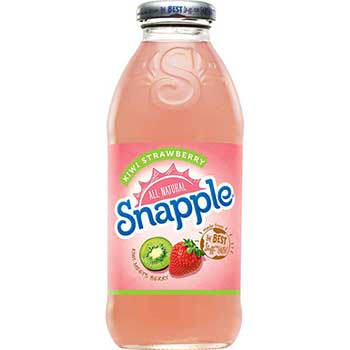 Snapple Juice, Kiwi Strawberry, 16 oz. Glass Bottle, 24/CT