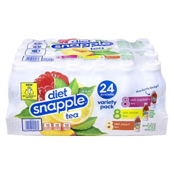 Diet Snapple Ice Tea Variety Pack, 20 oz, 24 Bottles/Case