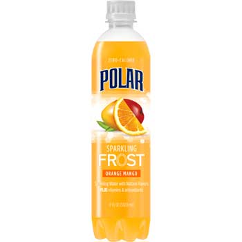 Polar Frost Sparkling Water, Orange Mango, 17 oz., 12/CS