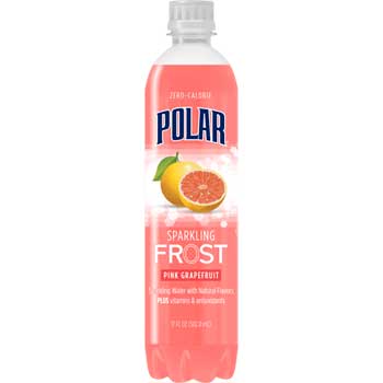 Polar Frost Sparkling Water, Pink Grapefruit, 17 oz., 12/CS