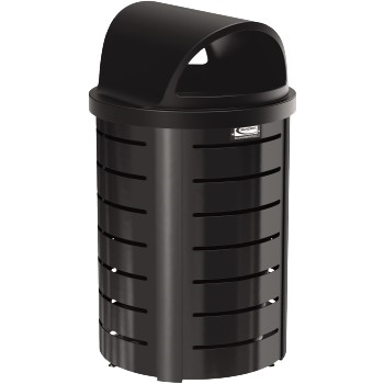 Suncast&#174; Commercial Outdoor Thermoplastic-Coated Metal Receptacle, Roto Molded Plastic Lid, 35 gal., Black