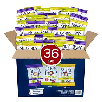SkinnyPop Popcorn Variety Snack Pack, 0.5-0.8 oz, 36/Pack