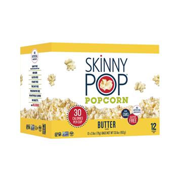 SkinnyPop Popcorn Popcorn, Microwaveable, Butter, 2.8 oz, 12/Case