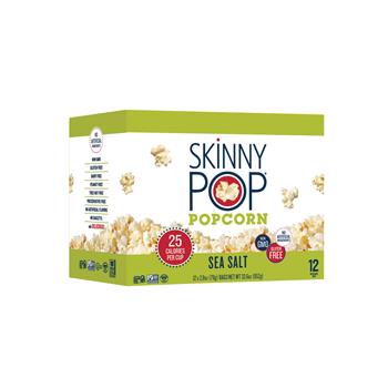SkinnyPop Popcorn Popcorn, Microwaveable, Sea Salt, 12/Case