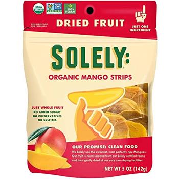 Solely Organic Dried Mango Strips, 5 oz, 6 Bags/Case