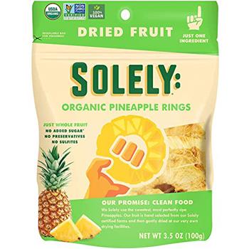 Solely Organic Dried Pineapple Rings, 3.5 oz, 6 Bags/Case
